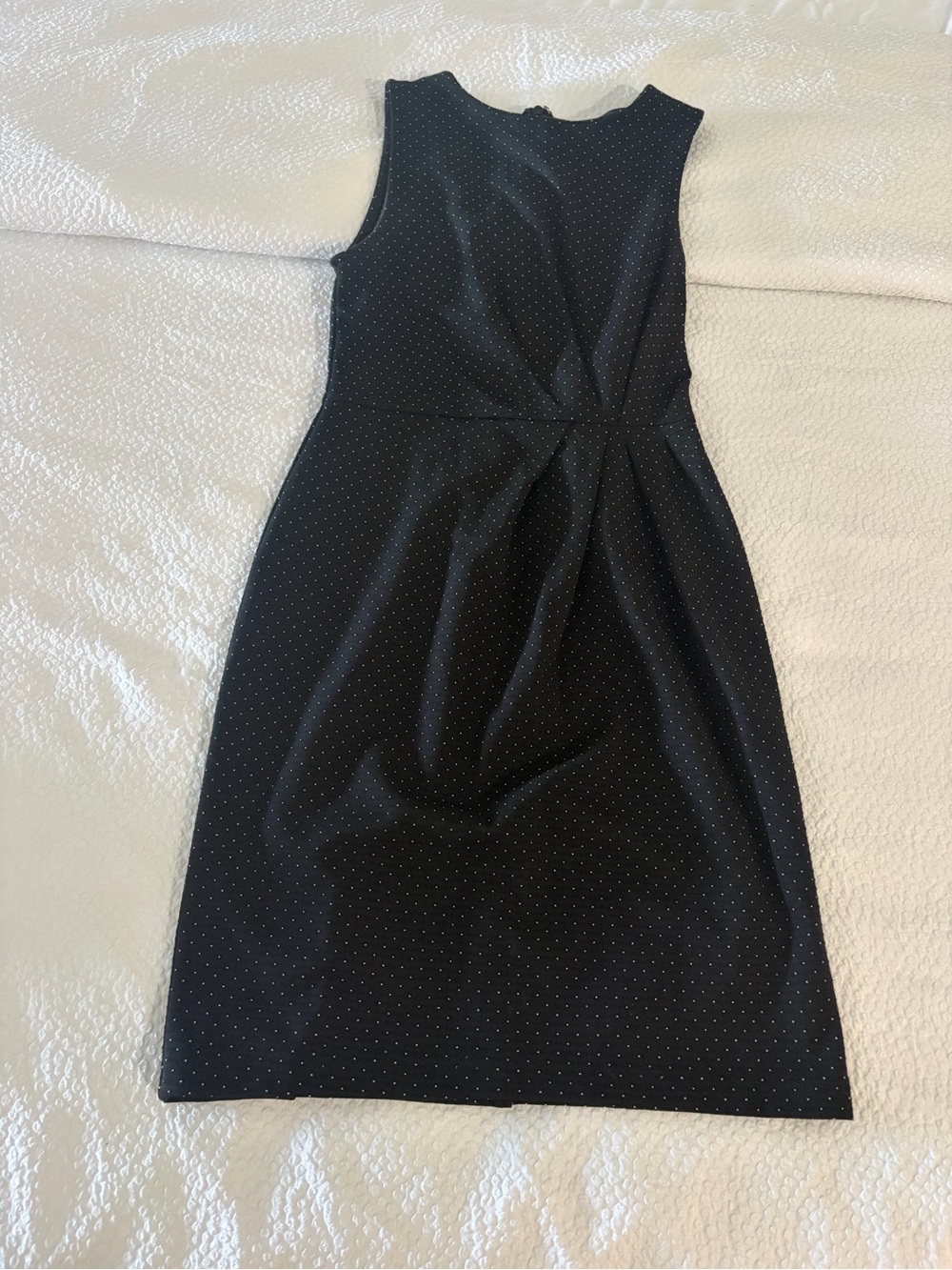 Banana Republic Black Sleeveless Polka Dot Midi Sheath Dress